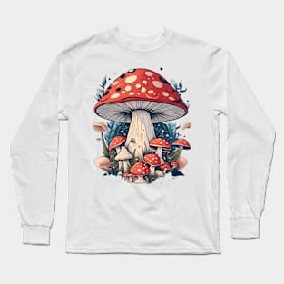 Mushroom forest nature fantasy illustration art Long Sleeve T-Shirt